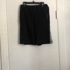 shorts with checker stripe down middle